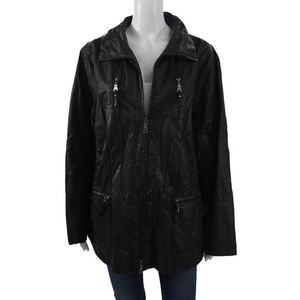 Gerry Weber Women Windbreaker Jacket Black Collared Zip Long Sleeve Size 18